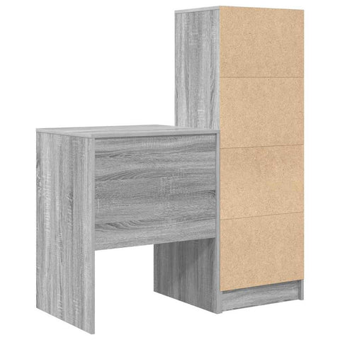 vidaXL Desk with Storage with Drawer 2 pcs Grey sonoma 60 x 50 x 76 cm