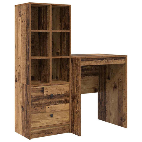 vidaXL Desk with Storage with Drawer 2 pcs Old Wood 60 x 50 x 76 cm