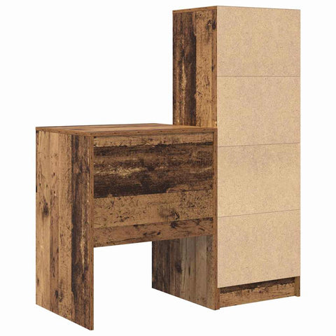 vidaXL Desk with Storage with Drawer 2 pcs Old Wood 60 x 50 x 76 cm