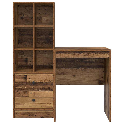 vidaXL Desk with Storage with Drawer 2 pcs Old Wood 60 x 50 x 76 cm