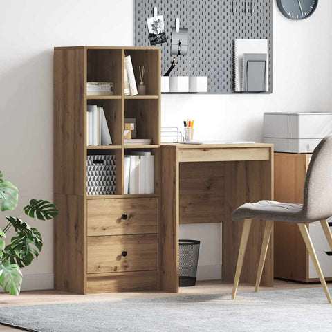 vidaXL Desk with Storage with Drawer 2 pcs Artisan oak 60 x 50 x 76 cm