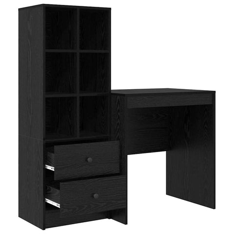 vidaXL Desk with Storage with Drawer 2 pcs Black oak 70 x 50 x 76 cm
