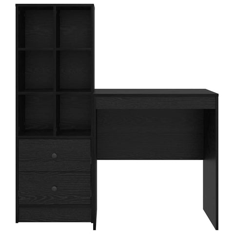 vidaXL Desk with Storage with Drawer 2 pcs Black oak 70 x 50 x 76 cm
