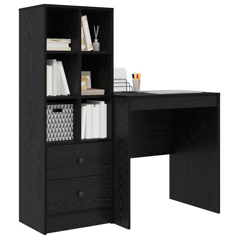 vidaXL Desk with Storage with Drawer 2 pcs Black oak 70 x 50 x 76 cm