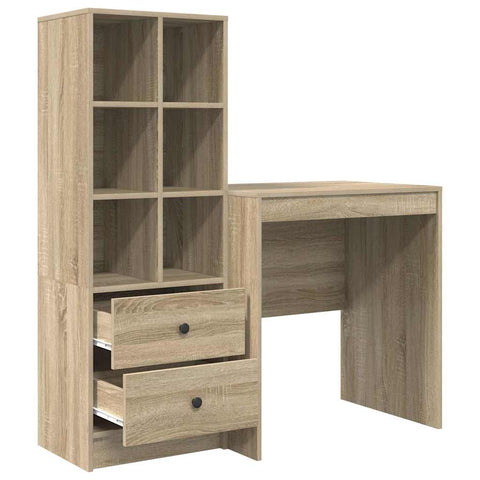 vidaXL Desk with Storage with Drawer 2 pcs Sonoma Oak 70 x 50 x 76 cm