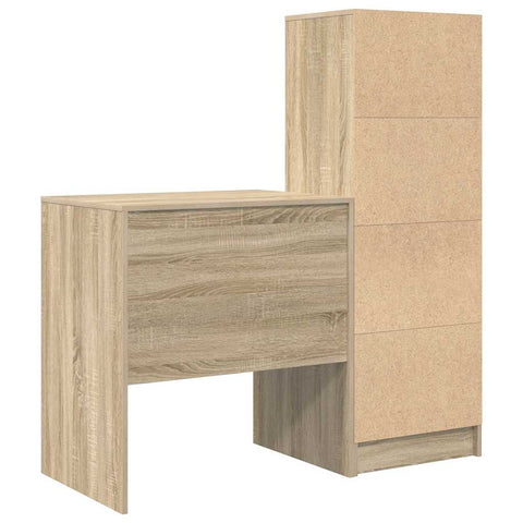 vidaXL Desk with Storage with Drawer 2 pcs Sonoma Oak 70 x 50 x 76 cm