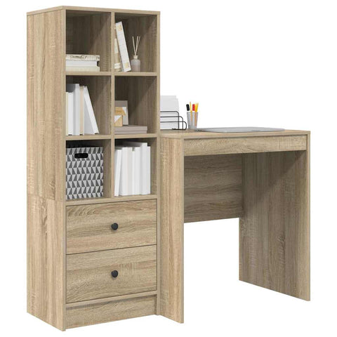 vidaXL Desk with Storage with Drawer 2 pcs Sonoma Oak 70 x 50 x 76 cm