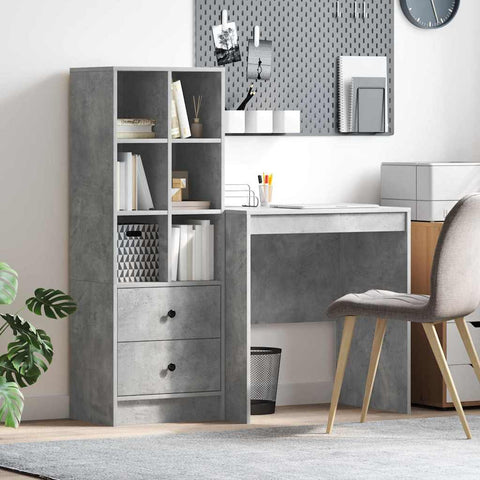 vidaXL Desk with Storage 2 pcs Concrete Grey 70 x 50 x 76 cm