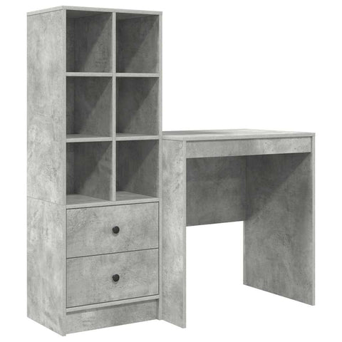 vidaXL Desk with Storage 2 pcs Concrete Grey 70 x 50 x 76 cm
