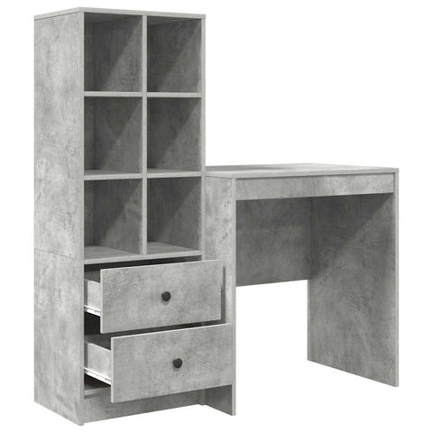vidaXL Desk with Storage 2 pcs Concrete Grey 70 x 50 x 76 cm