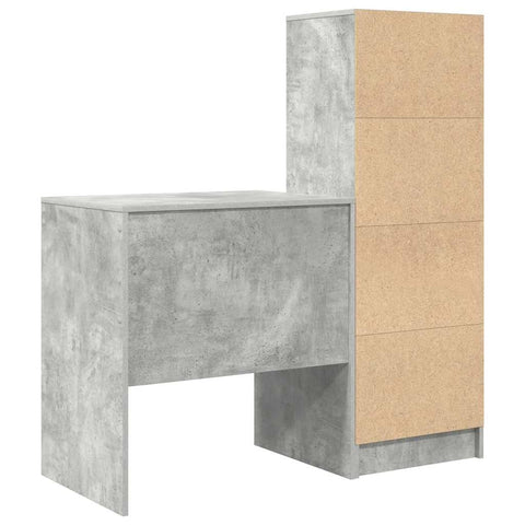 vidaXL Desk with Storage 2 pcs Concrete Grey 70 x 50 x 76 cm