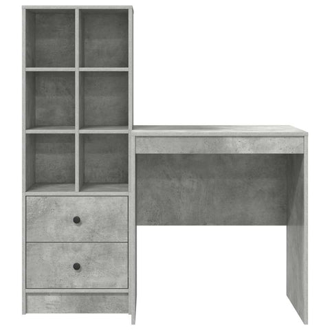 vidaXL Desk with Storage 2 pcs Concrete Grey 70 x 50 x 76 cm