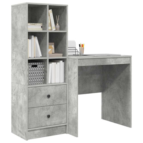 vidaXL Desk with Storage 2 pcs Concrete Grey 70 x 50 x 76 cm
