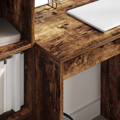vidaXL Desk with Storage with Drawer 2 pcs Smoked Oak 70 x 50 x 76 cm
