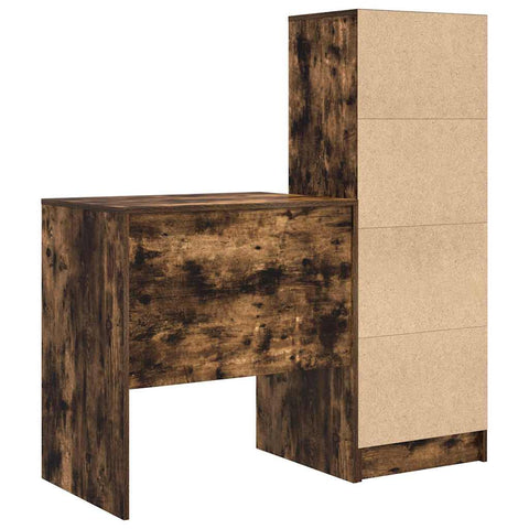 vidaXL Desk with Storage with Drawer 2 pcs Smoked Oak 70 x 50 x 76 cm