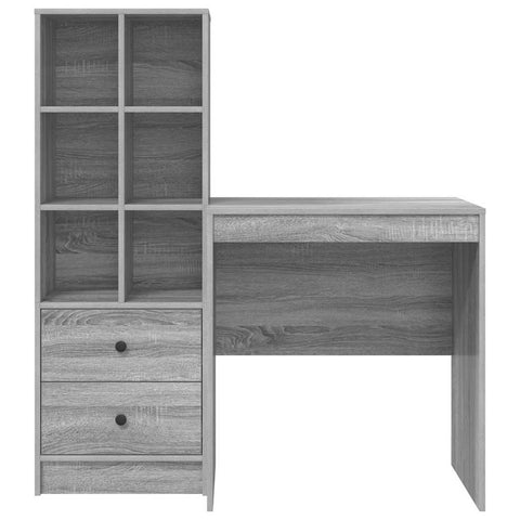 vidaXL Desk with Storage with Drawer 2 pcs Grey sonoma 70 x 50 x 76 cm