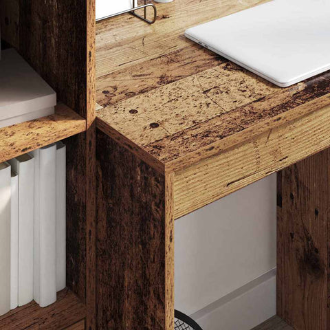 vidaXL Desk with Storage with Drawer 2 pcs Old Wood 70 x 50 x 76 cm