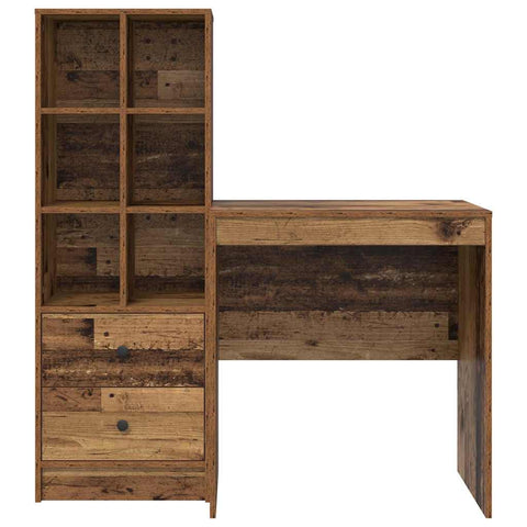 vidaXL Desk with Storage with Drawer 2 pcs Old Wood 70 x 50 x 76 cm