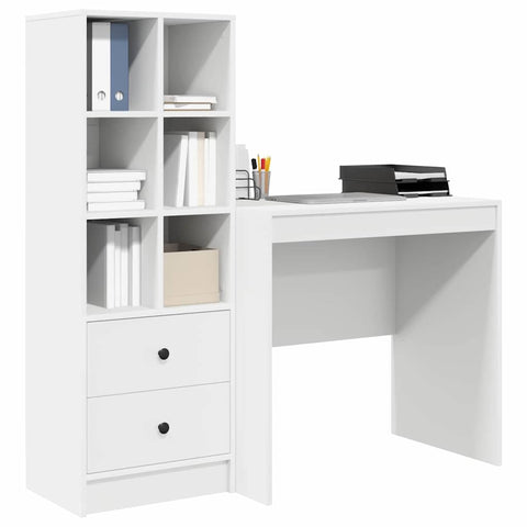 vidaXL Desk with Storage 2 pcs White 80 x 50 x 76 cm Engineered wood