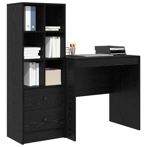 vidaXL Desk with Storage with Drawer 2 pcs Black oak 80 x 50 x 76 cm