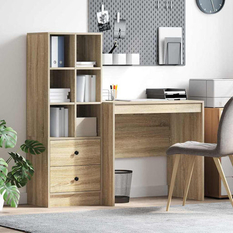 vidaXL Desk with Storage with Drawer 2 pcs Sonoma Oak 80 x 50 x 76 cm