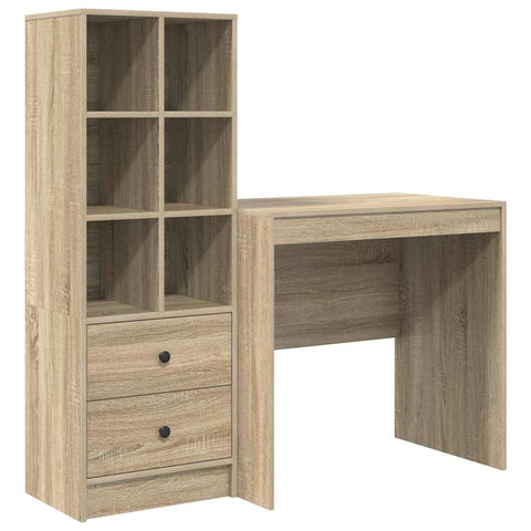vidaXL Desk with Storage with Drawer 2 pcs Sonoma Oak 80 x 50 x 76 cm