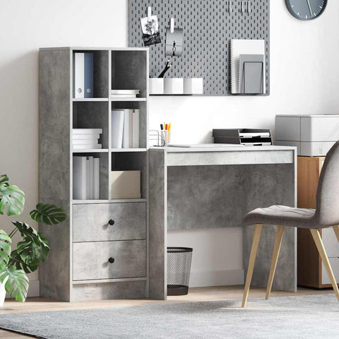 vidaXL Desk with Storage 2 pcs Concrete Grey 80 x 50 x 76 cm