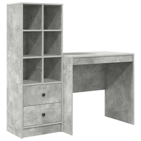 vidaXL Desk with Storage 2 pcs Concrete Grey 80 x 50 x 76 cm