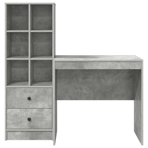 vidaXL Desk with Storage 2 pcs Concrete Grey 80 x 50 x 76 cm