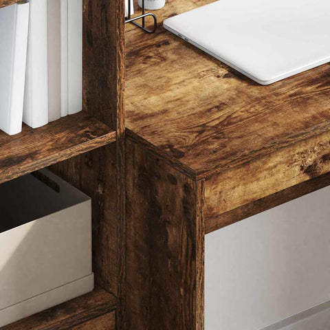 vidaXL Desk with Storage with Drawer 2 pcs Smoked Oak 80 x 50 x 76 cm