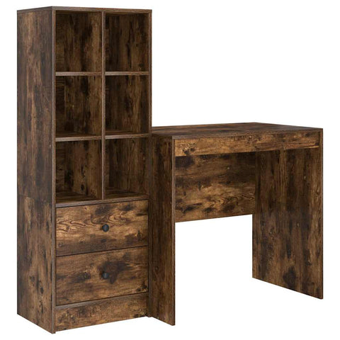 vidaXL Desk with Storage with Drawer 2 pcs Smoked Oak 80 x 50 x 76 cm