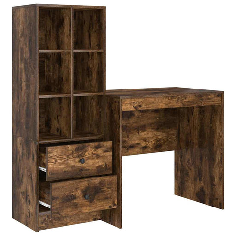 vidaXL Desk with Storage with Drawer 2 pcs Smoked Oak 80 x 50 x 76 cm