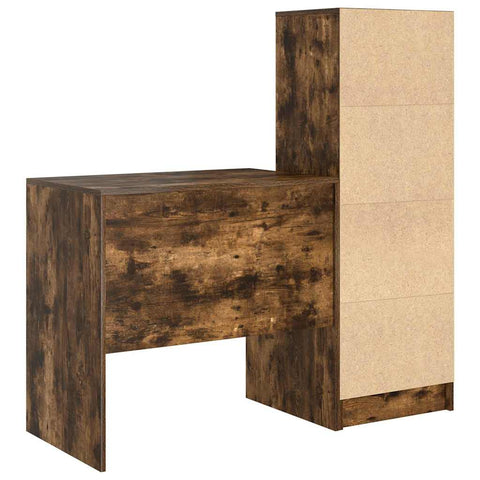 vidaXL Desk with Storage with Drawer 2 pcs Smoked Oak 80 x 50 x 76 cm