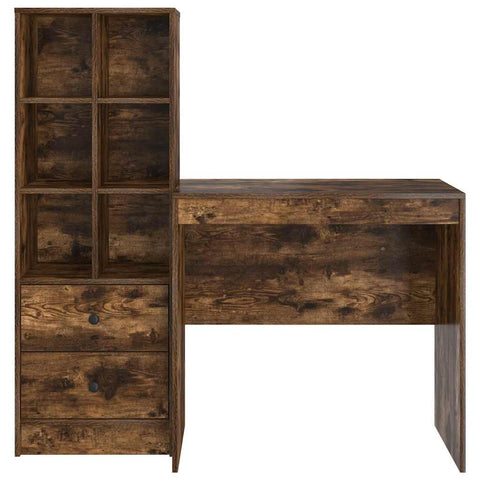 vidaXL Desk with Storage with Drawer 2 pcs Smoked Oak 80 x 50 x 76 cm