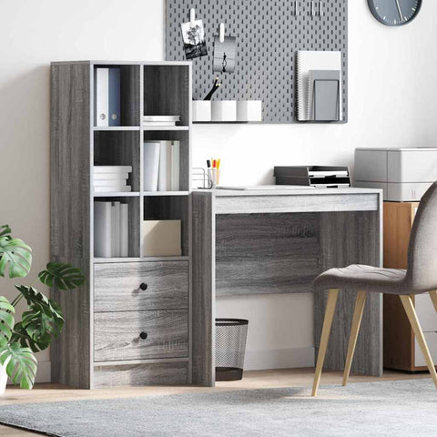 vidaXL Desk with Storage with Drawer 2 pcs Grey sonoma 80 x 50 x 76 cm