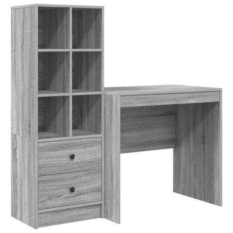 vidaXL Desk with Storage with Drawer 2 pcs Grey sonoma 80 x 50 x 76 cm