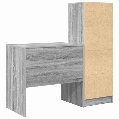 vidaXL Desk with Storage with Drawer 2 pcs Grey sonoma 80 x 50 x 76 cm