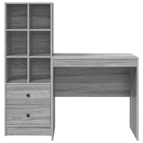 vidaXL Desk with Storage with Drawer 2 pcs Grey sonoma 80 x 50 x 76 cm