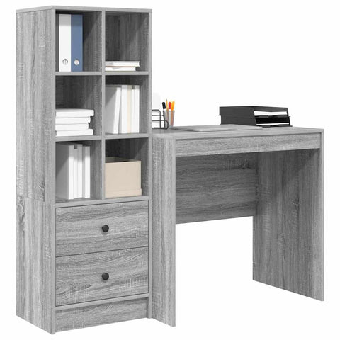 vidaXL Desk with Storage with Drawer 2 pcs Grey sonoma 80 x 50 x 76 cm