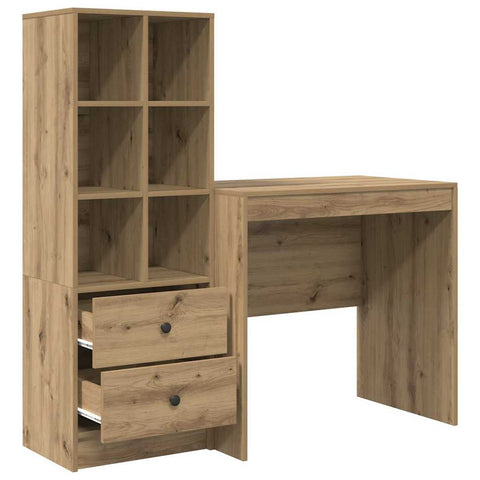 vidaXL Desk with Storage with Drawer 2 pcs Artisan oak 80 x 50 x 76 cm