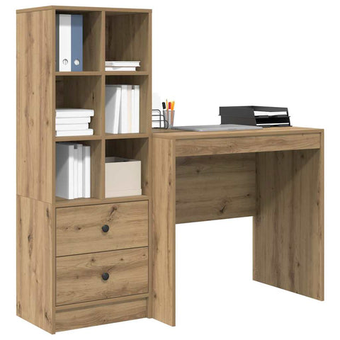 vidaXL Desk with Storage with Drawer 2 pcs Artisan oak 80 x 50 x 76 cm