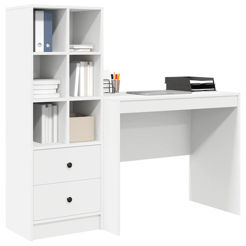 vidaXL Desk with Storage 2 pcs White 90 x 50 x 76 cm Engineered wood