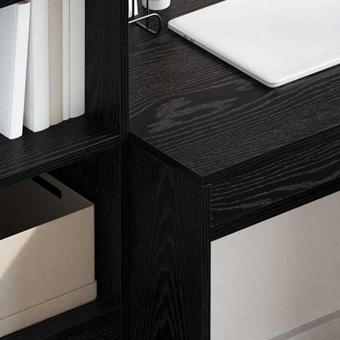 vidaXL Desk with Storage with Drawer 2 pcs Black oak 90 x 50 x 76 cm