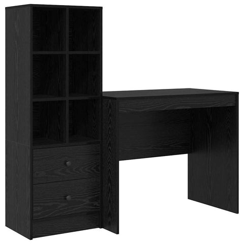 vidaXL Desk with Storage with Drawer 2 pcs Black oak 90 x 50 x 76 cm