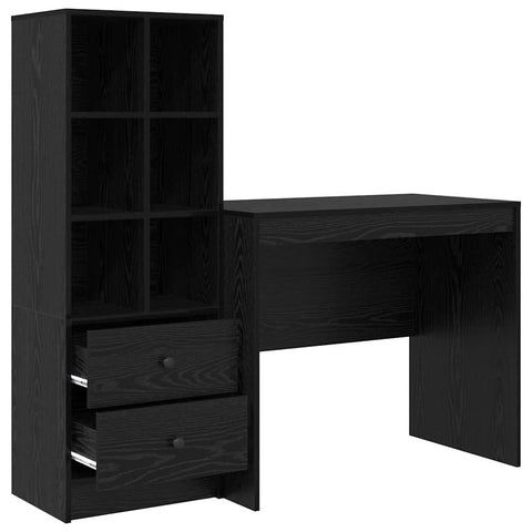 vidaXL Desk with Storage with Drawer 2 pcs Black oak 90 x 50 x 76 cm