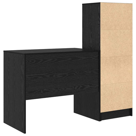 vidaXL Desk with Storage with Drawer 2 pcs Black oak 90 x 50 x 76 cm