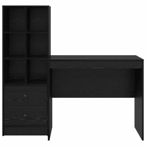 vidaXL Desk with Storage with Drawer 2 pcs Black oak 90 x 50 x 76 cm