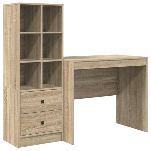 vidaXL Desk with Storage with Drawer 2 pcs Sonoma Oak 90 x 50 x 76 cm