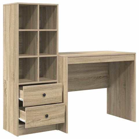vidaXL Desk with Storage with Drawer 2 pcs Sonoma Oak 90 x 50 x 76 cm
