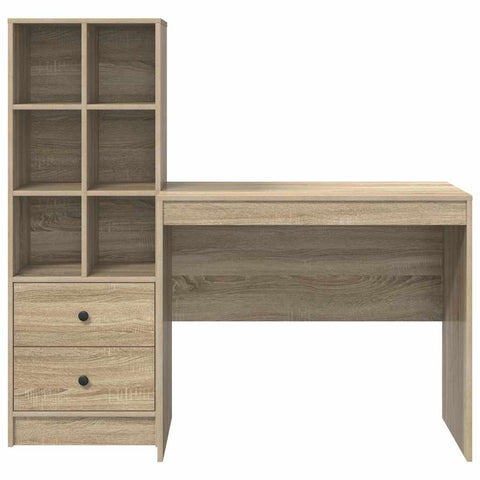 vidaXL Desk with Storage with Drawer 2 pcs Sonoma Oak 90 x 50 x 76 cm